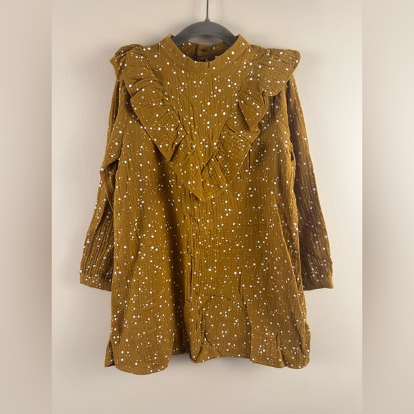 NWT Rylee + Cru Ruffle V Dress in Marigold Size 6-7Y - Picture 1 of 3